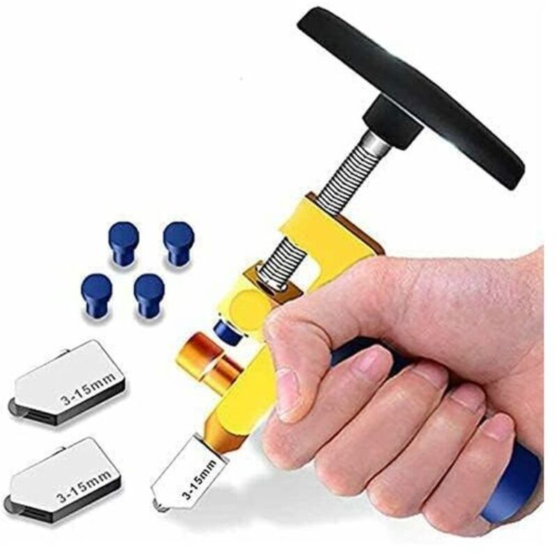 foto del prodotto kit tagliavetro 2 in 1, tagliavetro professionale, tagliavetro manuale, lama per tagliavetro, specchio e ceramica,
