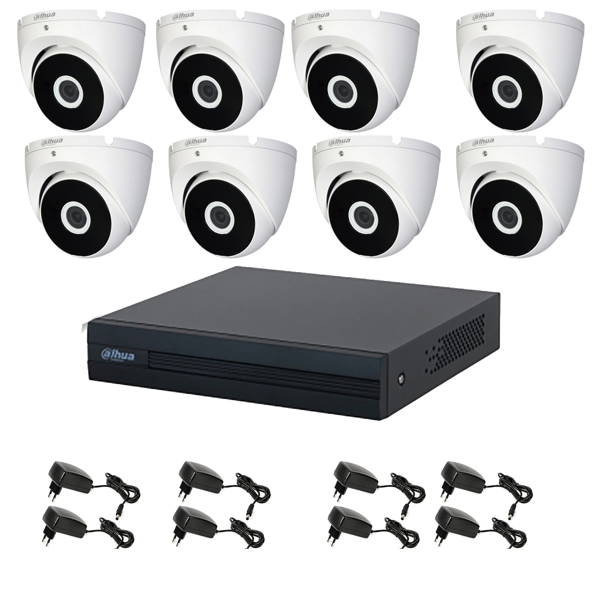 foto del prodotto kit telecamera dome 8 telecamera 2 mpx dahua 8 canali