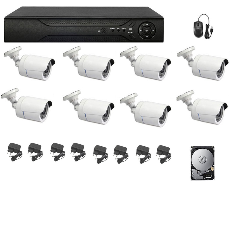 foto del prodotto kit telecamere dvr 8 canali 8 telecamere 5mp ahd hd 320 gb visione da remoto