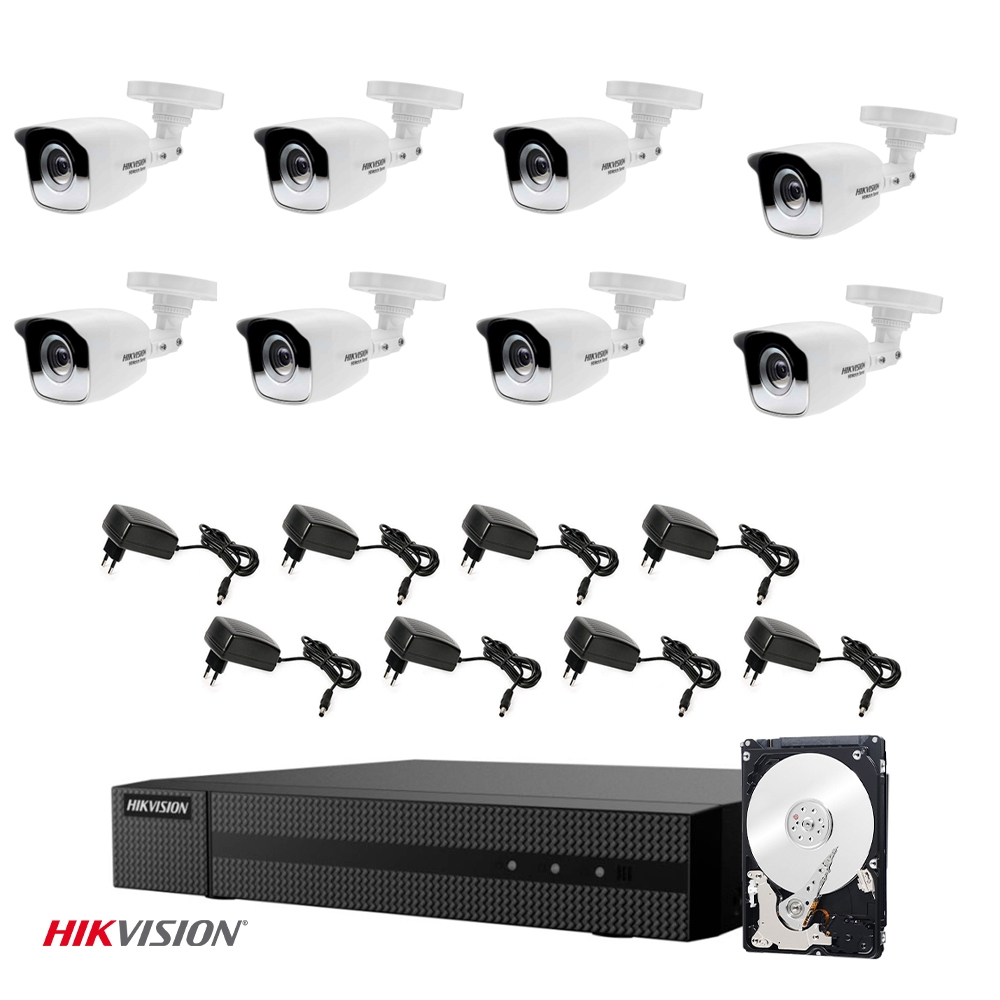foto del prodotto kit telecamere hikvision 8 telecamere 1 mpx hd 500 gb