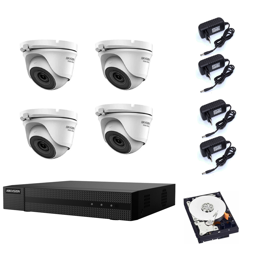 foto del prodotto kit telecamere hikvision dvr 4 canali 4 telecamere 2 mpx hd 500 gb