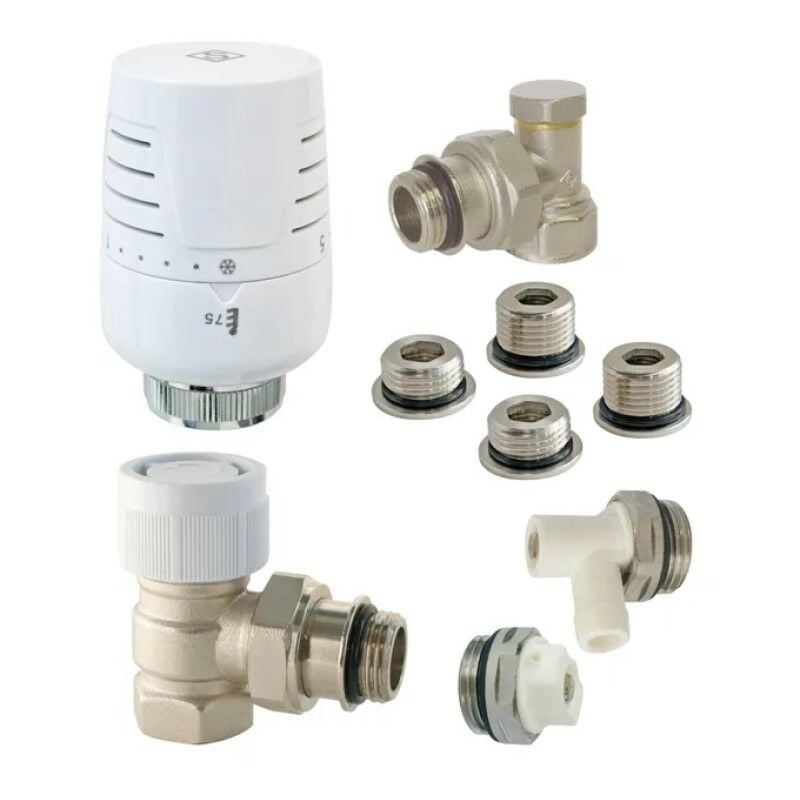 foto del prodotto kit termostatico t302 completo di staffa universale in ottone bianco somatherm for you