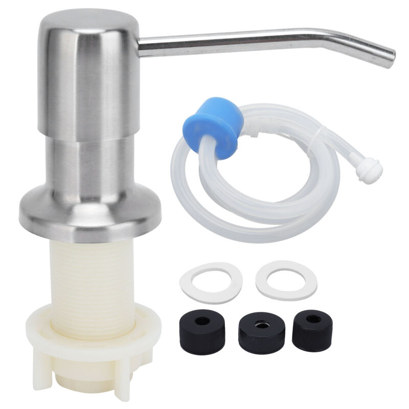 foto del prodotto kit testa pompa sapone dispenser liquido incorporato per lavello da cucina in acciaio inossidabile 304 con tubo di prolunga eosnow