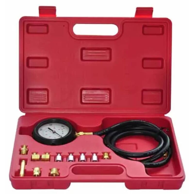 foto del prodotto kit tester pressione olio per motori diesel, con adattatori