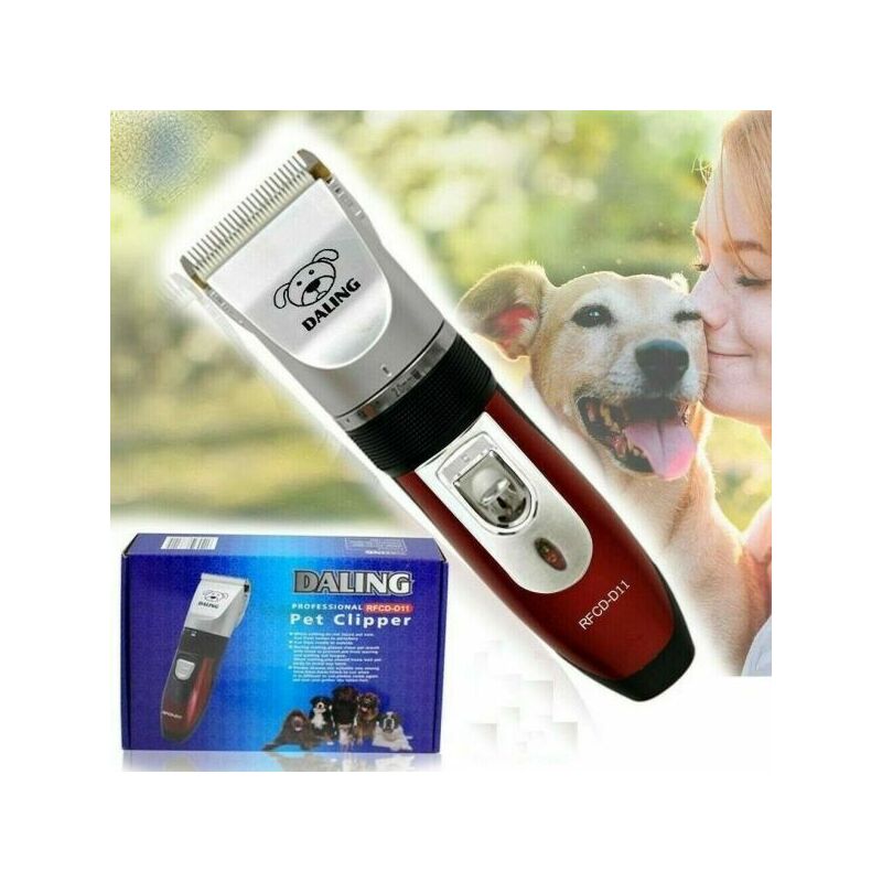 foto del prodotto kit tosatrice per cani tosatore doppia batteria ricaricabile 4 pettini rfcd d11