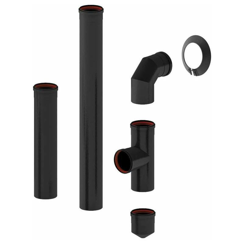 foto del prodotto kit tubi stufa pellet black fire nero 6 pezzi