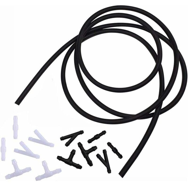 foto del prodotto kit tubo tergicristallo universale, tubo flessibile per parabrezza, tubo tergicristallo da 2 m connettore per tubo da 4 pezzi per il collegamento