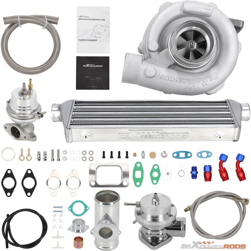foto del prodotto kit turbo universale t3 t4 intercooler wastegate bov indicatore di sovralimentazione tubo olio turbo