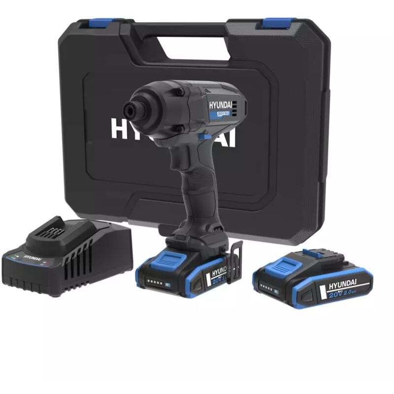 foto del prodotto kit valigetta avvitatore a impulsi a batteria hyundai 180 nm 2 batterie 20v 2ah e caricabatterie cod. 25877