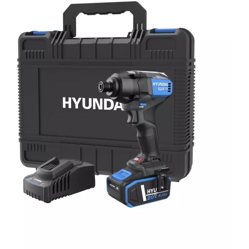 foto del prodotto kit valigetta avvitatore a impulsi a batteria hyundai 230 nm 20v 4ah e caricabatterie cod. 25862