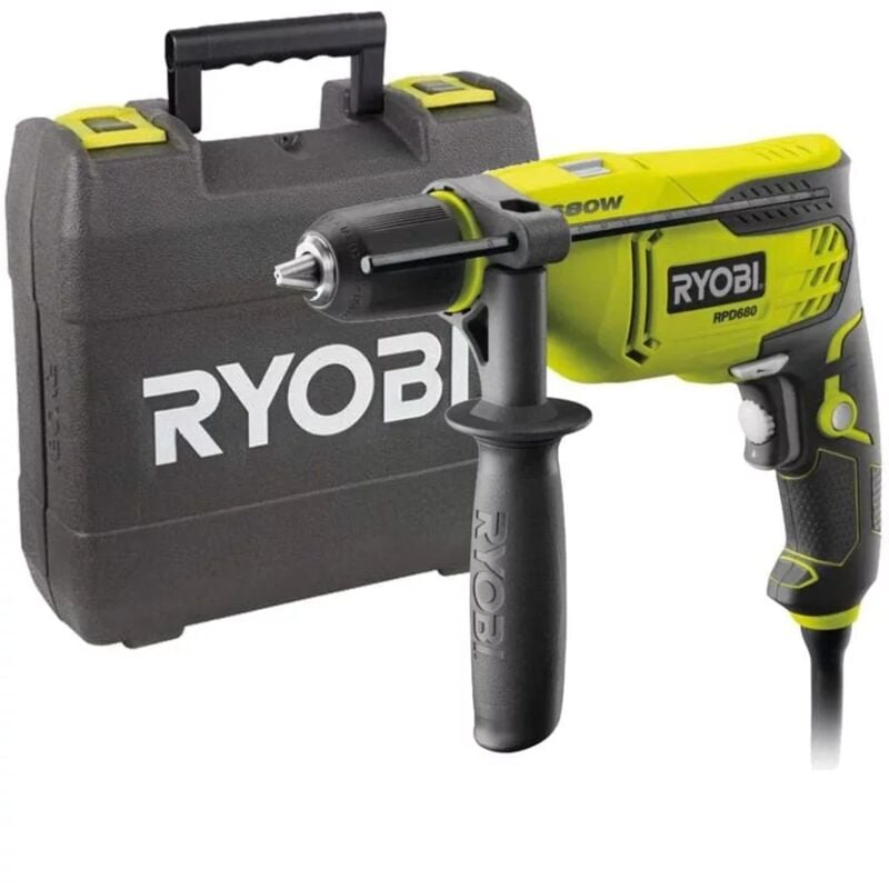 foto del prodotto kit valigetta trapano a percussione elettrico ryobi rpd680 k 680 w