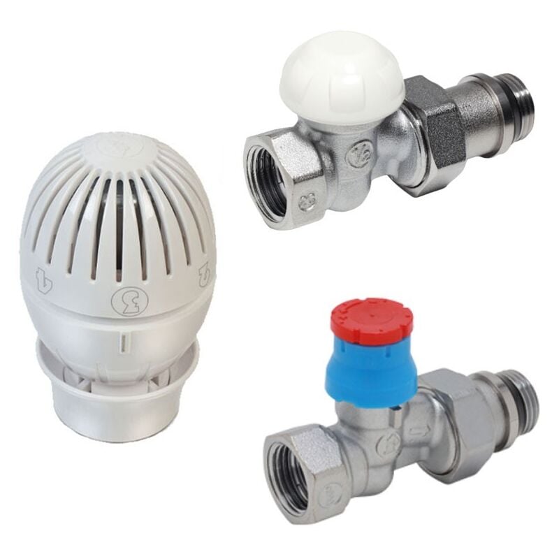 foto del prodotto kit valvola e detentore giacomini per radiatore 1 2 diritto r470fx013