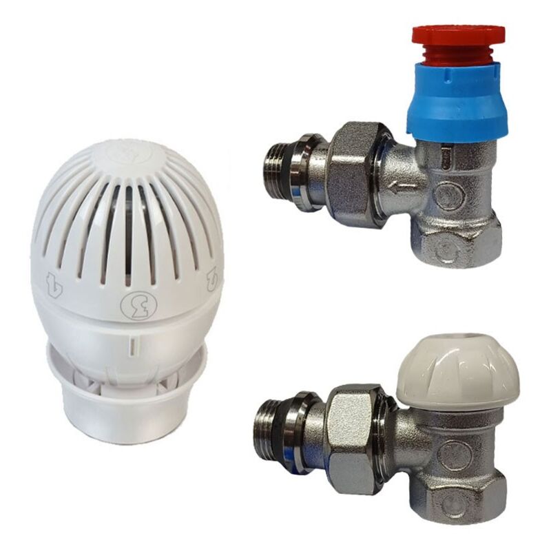 foto del prodotto kit valvola e detentore giacomini per radiatore 1 2 squadra r470fx003
