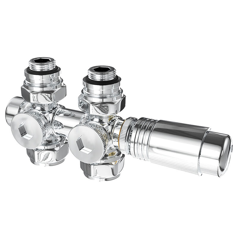 foto del prodotto kit valvola termostatica radiatore, g 1 2 valvola termostatizzabile doppio tubo attacco centrale per radiatore scaldasalviette cromo meykoers