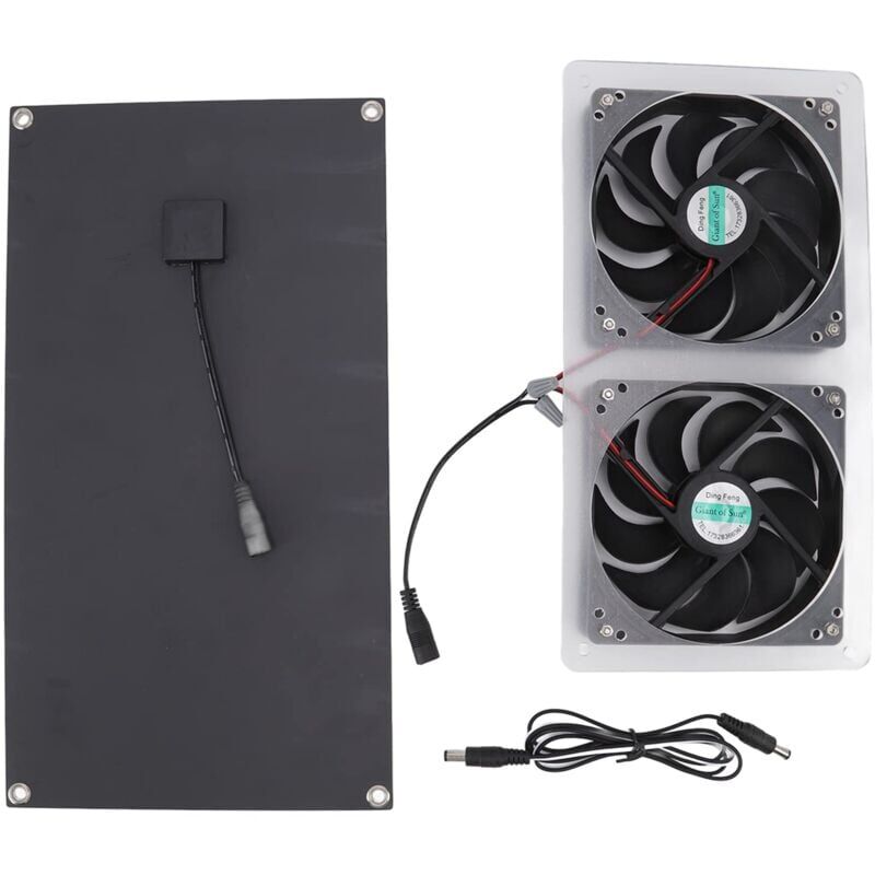 foto del prodotto kit ventola a pannello solare da 100 w, doppia ventola, impermeabile ip67, silenzioso, ampia applicazione, ventola alimentata a energia solare per la