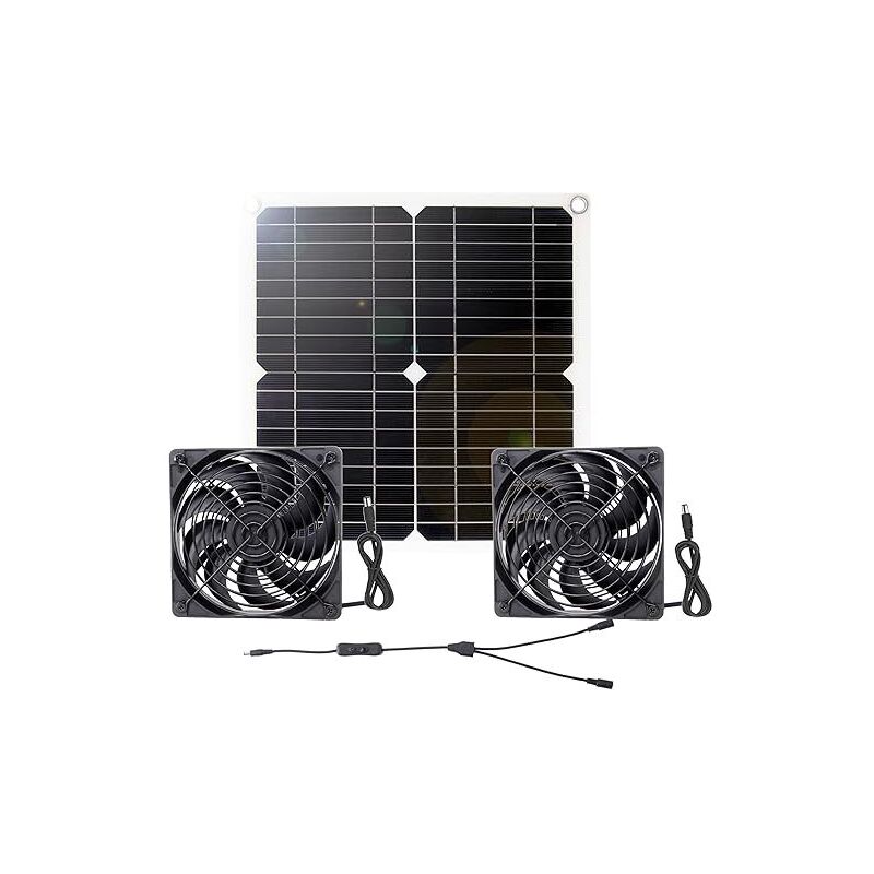 foto del prodotto kit ventola di scarico pannello solare flessibile in silicio monocristallino da 20 w pannello solare fotovoltaico una coppia due ventole