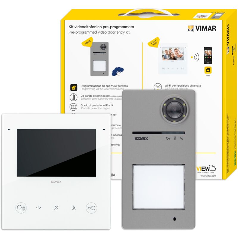 foto del prodotto kit videocitofonico con tabs5 wi fi e posto esterno 40170 vimar k40515.r
