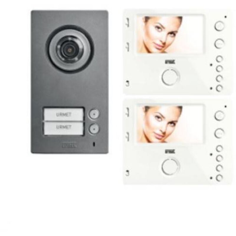 foto del prodotto kit videocitofonico mini note2 2fili bifamiliare con 2 monitor miro vivavoce 1722 84 1722 94 - urmet