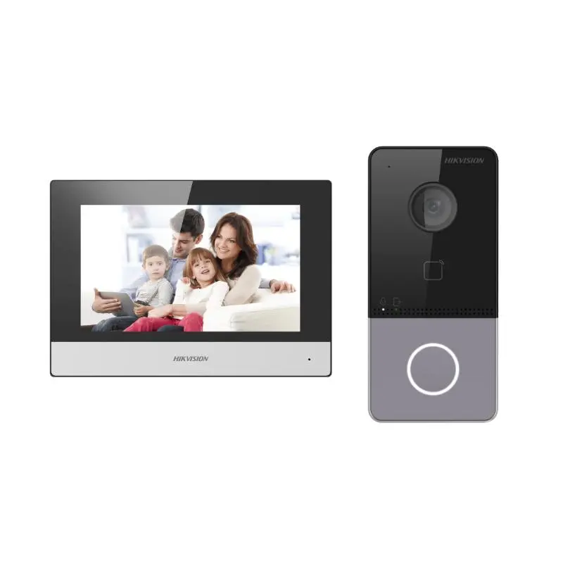 foto del prodotto kit videocitofono hikvision ip poe monofamiliare monitor 7 pollici ds kis603 p