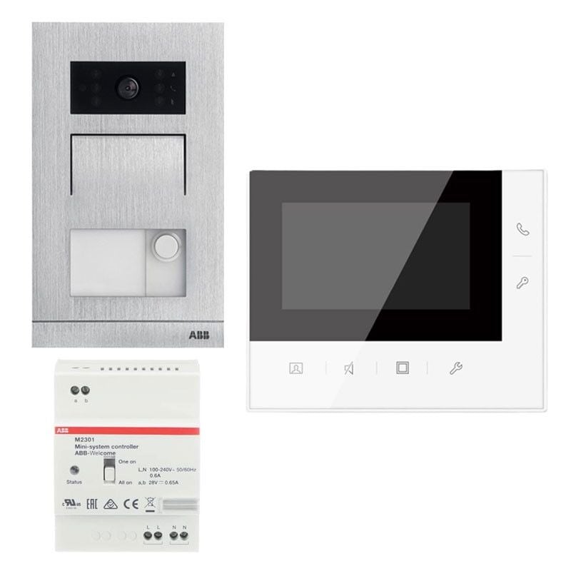 foto del prodotto kit videocitofono monofamiliare abb monitor vivavoce 2 fili pulsantiera a parete