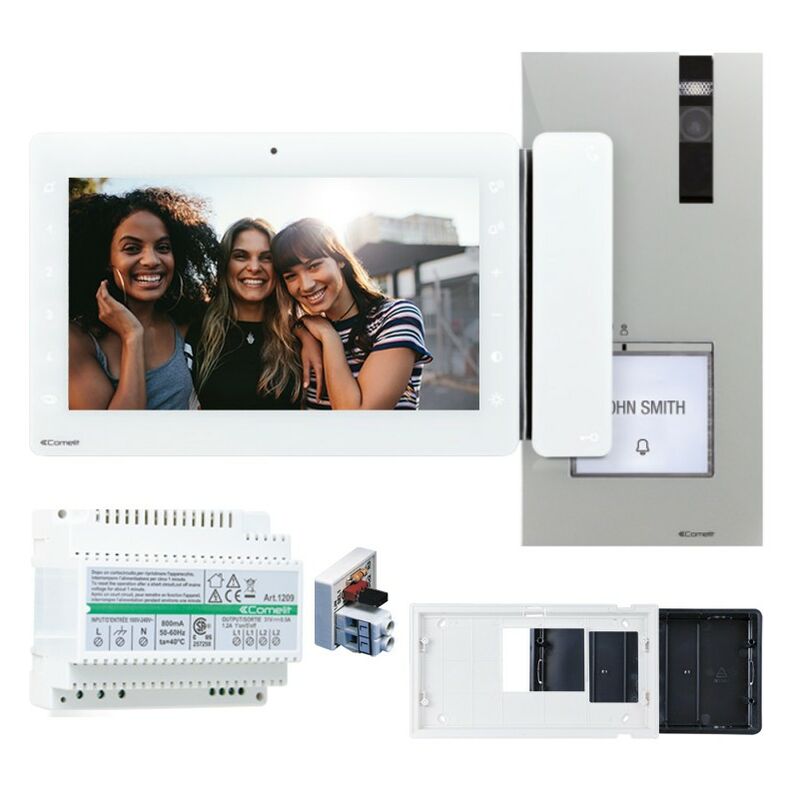 foto del prodotto kit videocitofono monofamiliare comelit 2 fili vivavoce quadra e maxi 8461x
