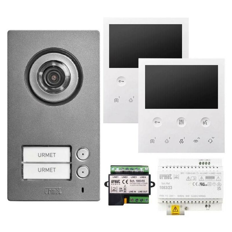 foto del prodotto kit videocitofono urmet 1784 782 vog bifamiliare urmet mikra2 e 1 vog5 2voice bianco