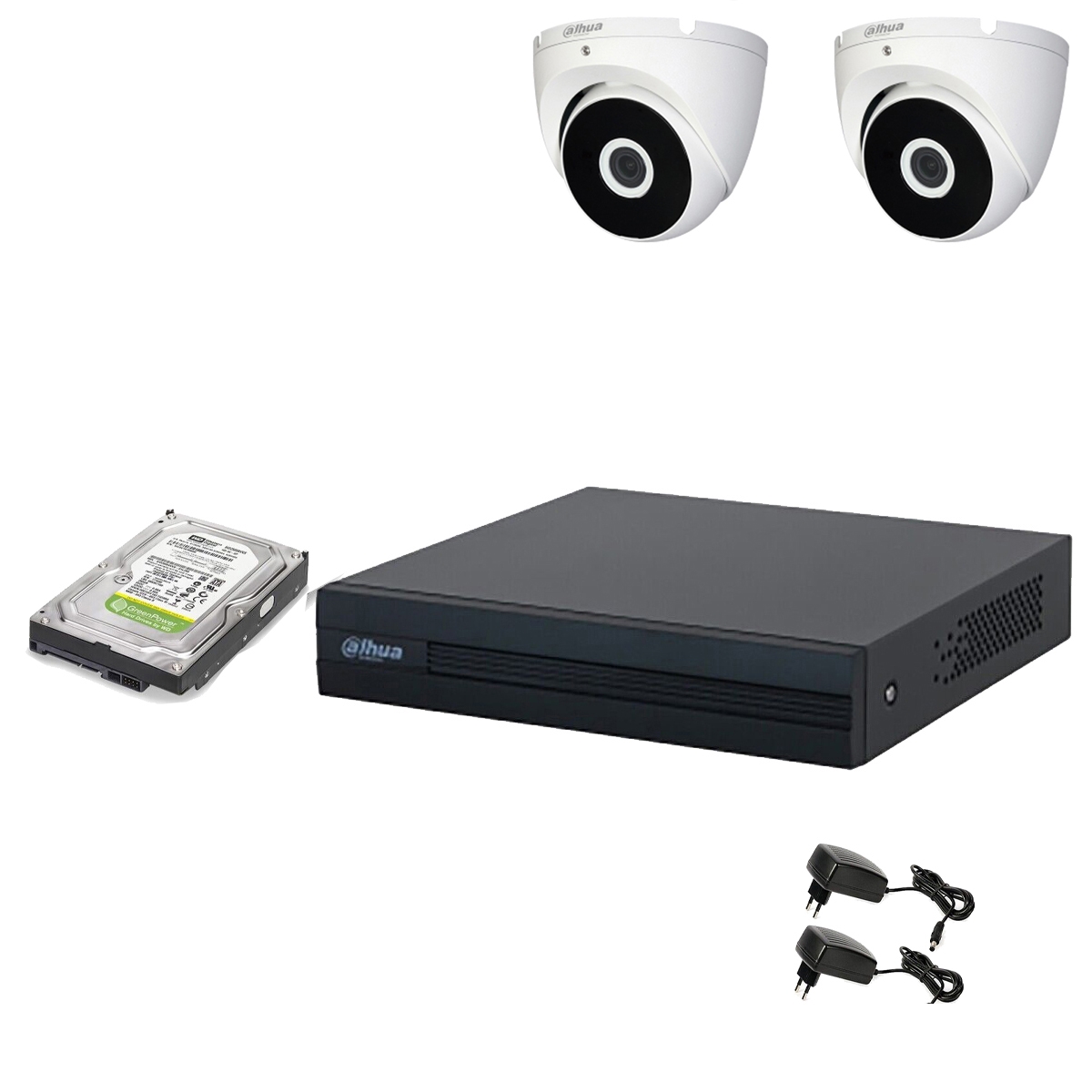 foto del prodotto kit videosorveglianza 2 telecamere 5 mpx dahua dvr 8 canali hd 2tb