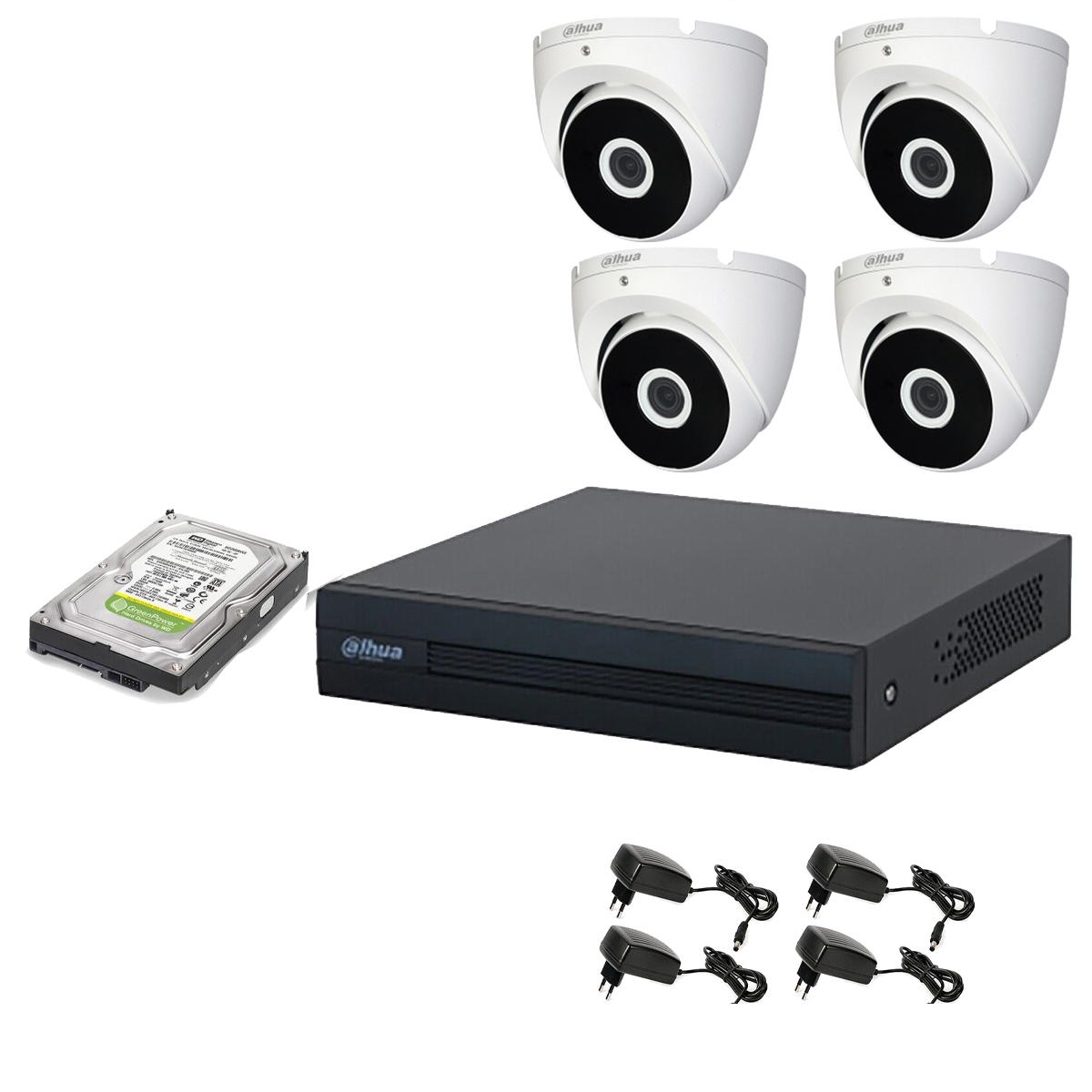 foto del prodotto kit videosorveglianza 4 telecamere 2 mpx dahua dvr 8 canali hd 2tb