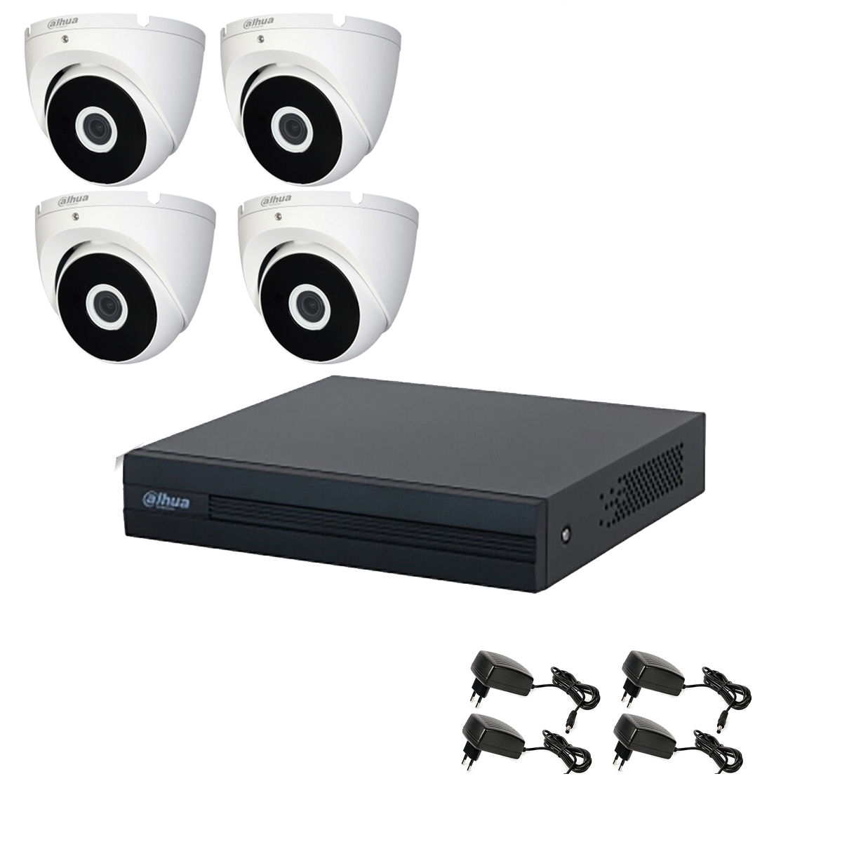 foto del prodotto kit videosorveglianza 4 telecamere dome 5 mpx dahua dvr 8 canali