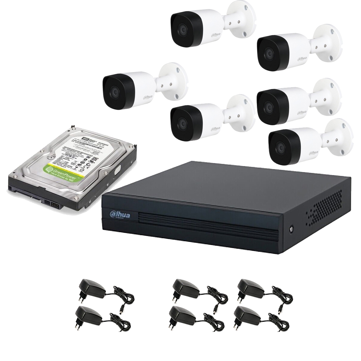 foto del prodotto kit videosorveglianza 6 telecamere 2 mpx dahua dvr 8 canali hd 2tb