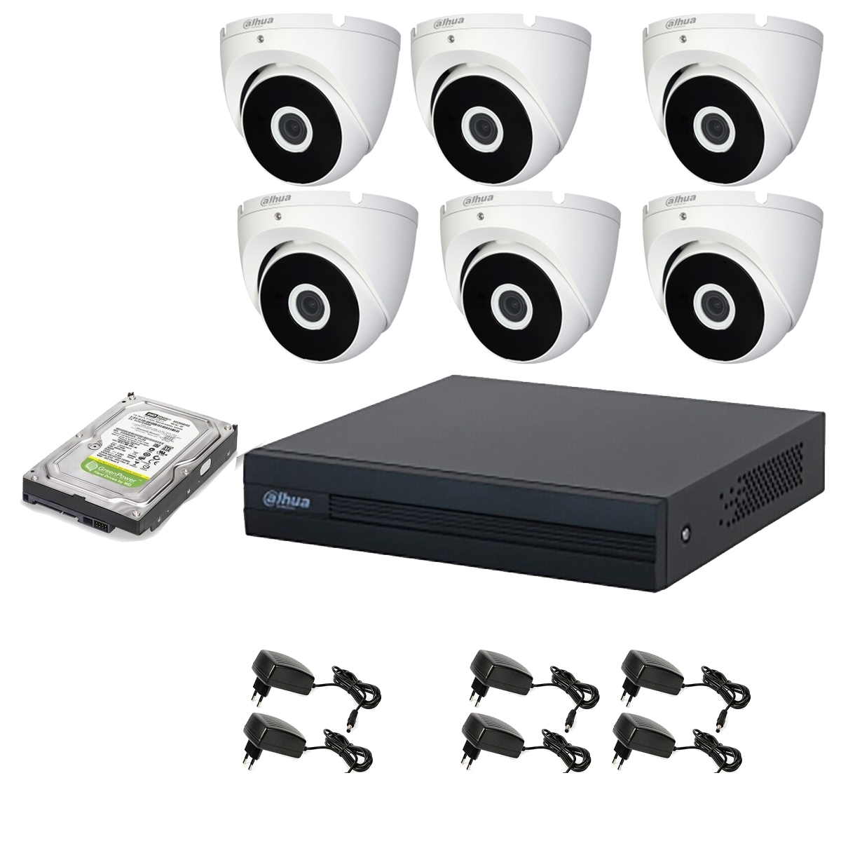 foto del prodotto kit videosorveglianza 6 telecamere 2 mpx dahua dvr 8 canali hd 500gb