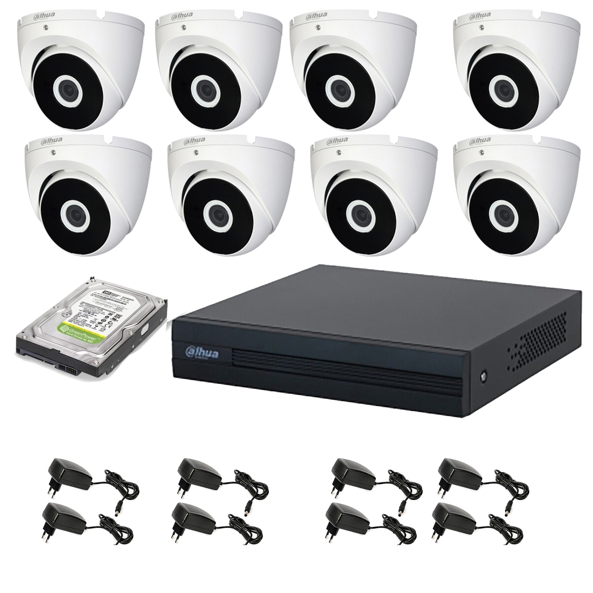 foto del prodotto kit videosorveglianza 8 telecamere 2 mpx dahua dvr 8 canali hd 2tb