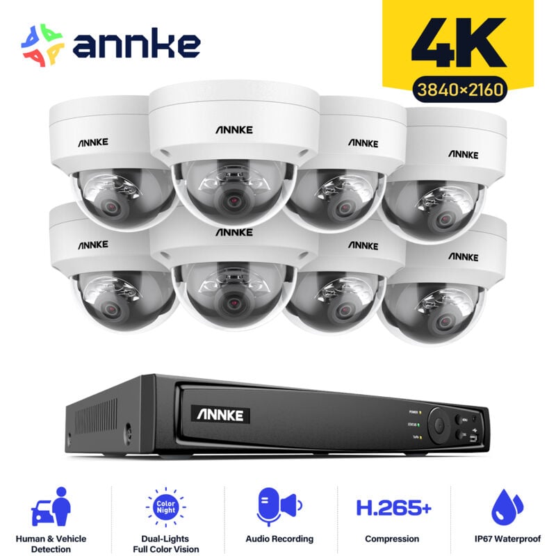 foto del prodotto kit videosorveglianza 8ch nvr 8 8mp telecamere intelligente doppia luce accesso remoto kit di telecamere di sorveglianza sistema di sicurezza annke