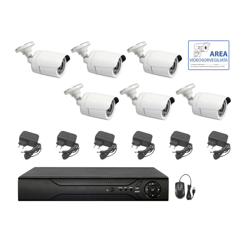 foto del prodotto kit videosorveglianza ahd 6 telecamere ahd infrarossi 5 mpx ip dvr 8 canali