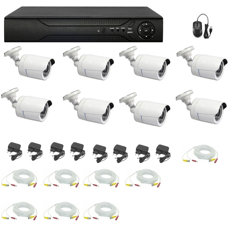 foto del prodotto kit videosorveglianza ahd 8 telecamere 5 mpx cavi 20 metri dvr 8 canali