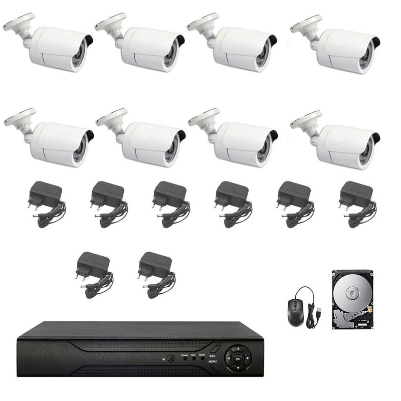 foto del prodotto kit videosorveglianza ahd 8 telecamere ahd infrarossi 5 mpx ip hd 500 gb