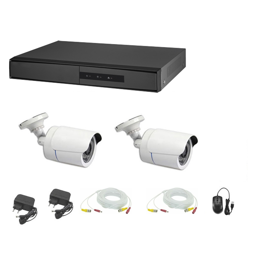 foto del prodotto kit videosorveglianza ahd cloud dvr 4 canali 2 telecamere 5 mpx cavi