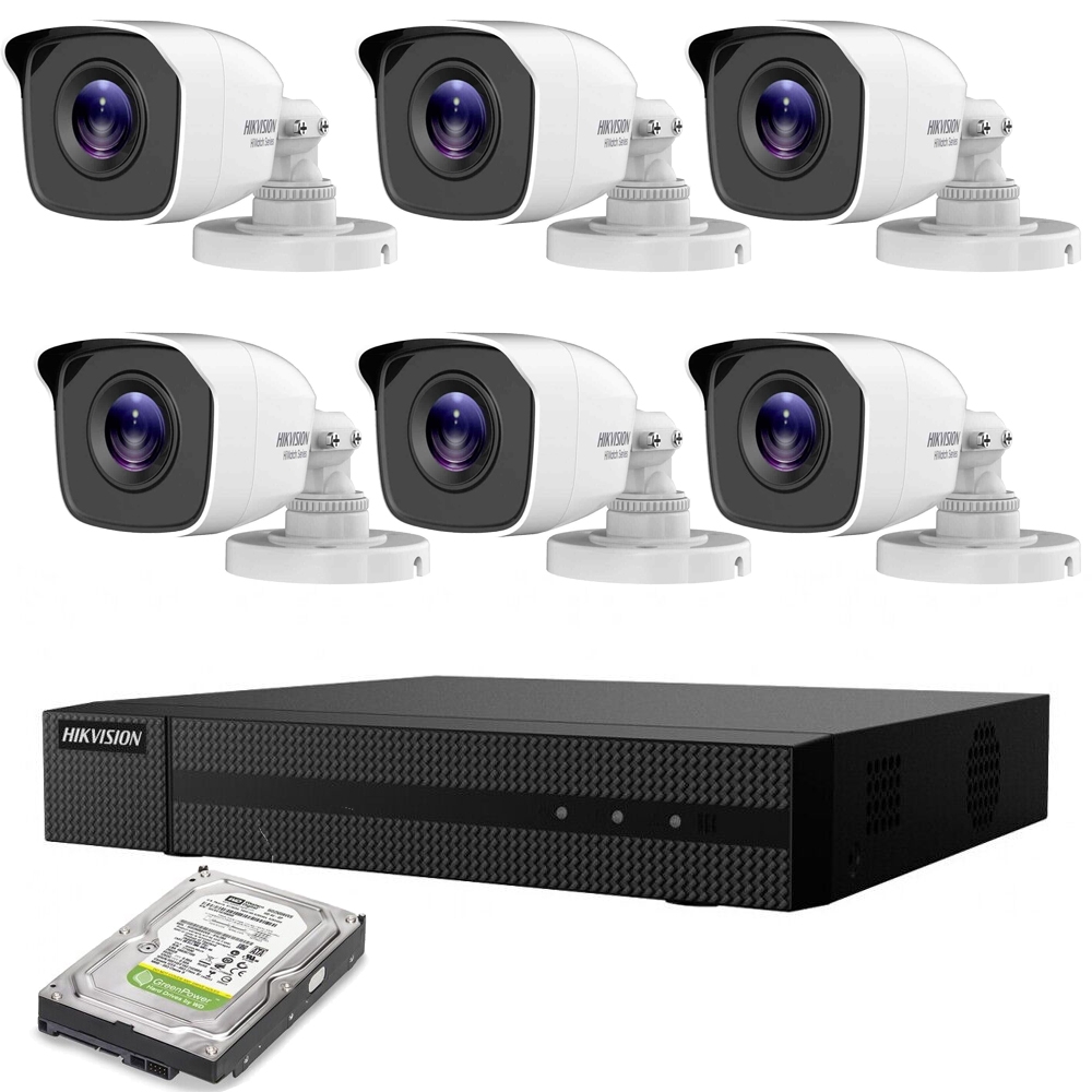 foto del prodotto kit videosorveglianza ahd hikvision 6 telecamere 5 mpx hd 1tb