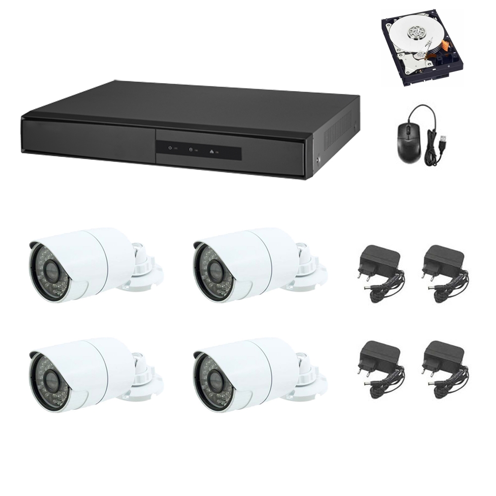 foto del prodotto kit videosorveglianza cloud dvr 4 canali 4 telecamere 5mp ahd hd 500 gb