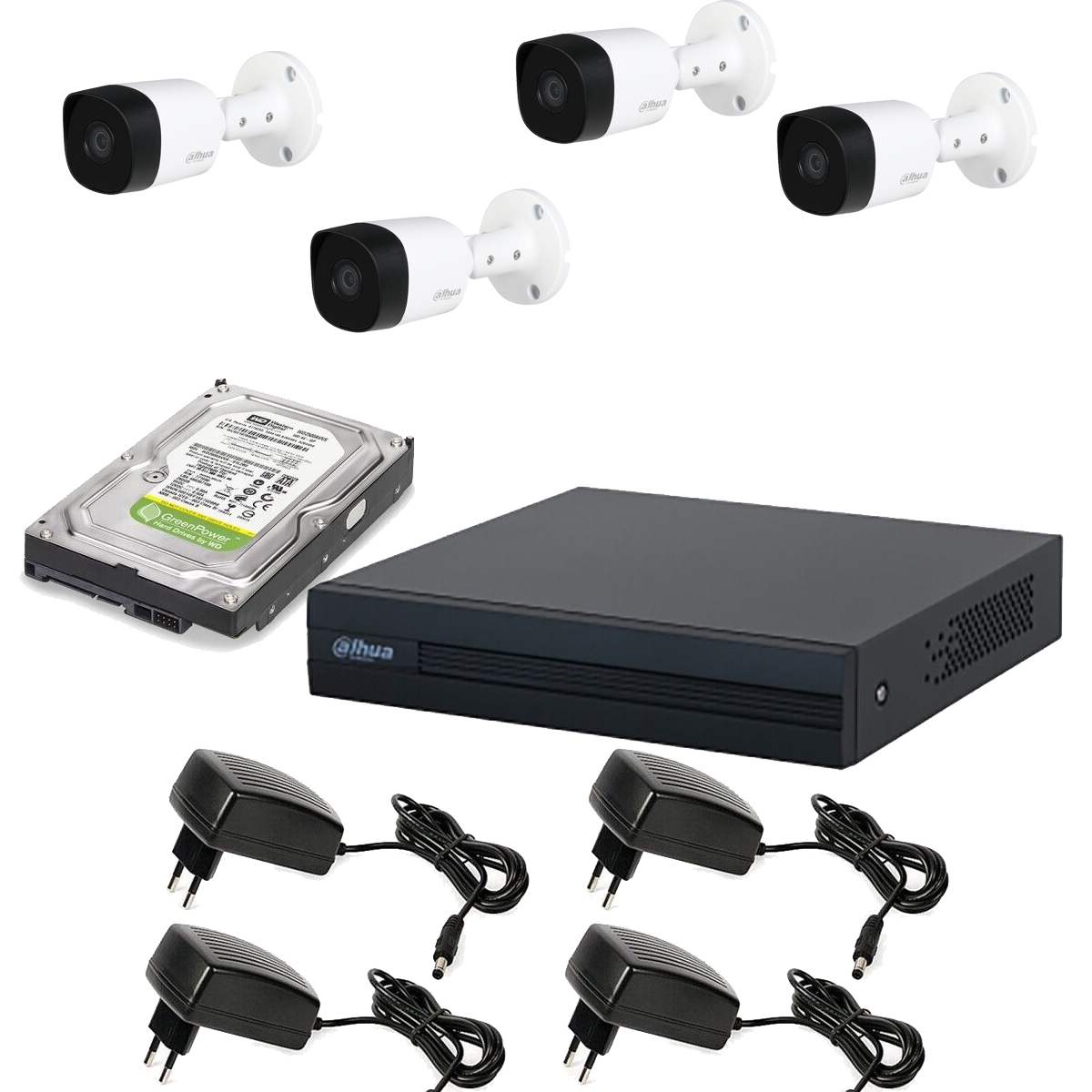 foto del prodotto kit videosorveglianza dahua 4 telecamere 5 mpx dvr 8 canali hd 1tb