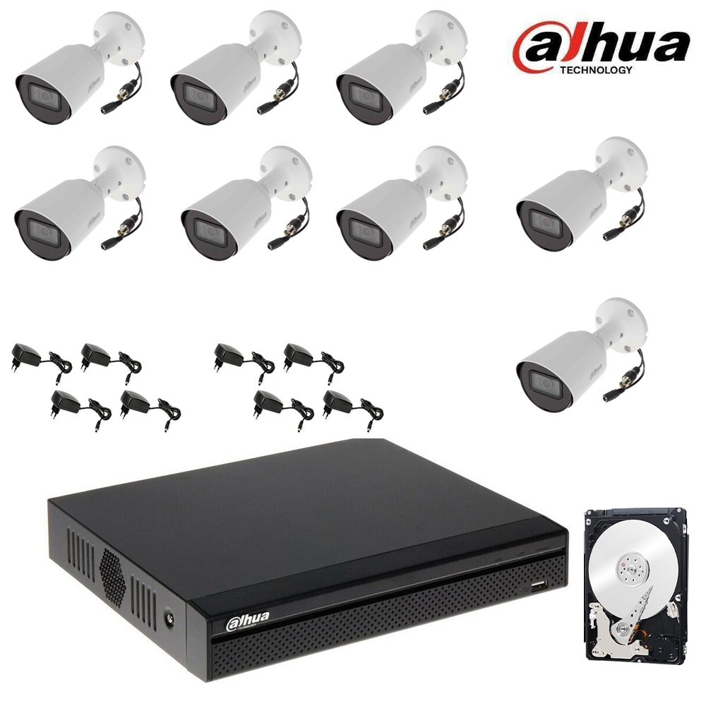 foto del prodotto kit videosorveglianza dahua 8 telecamere infrarossi 2 mpx hd 500 gb