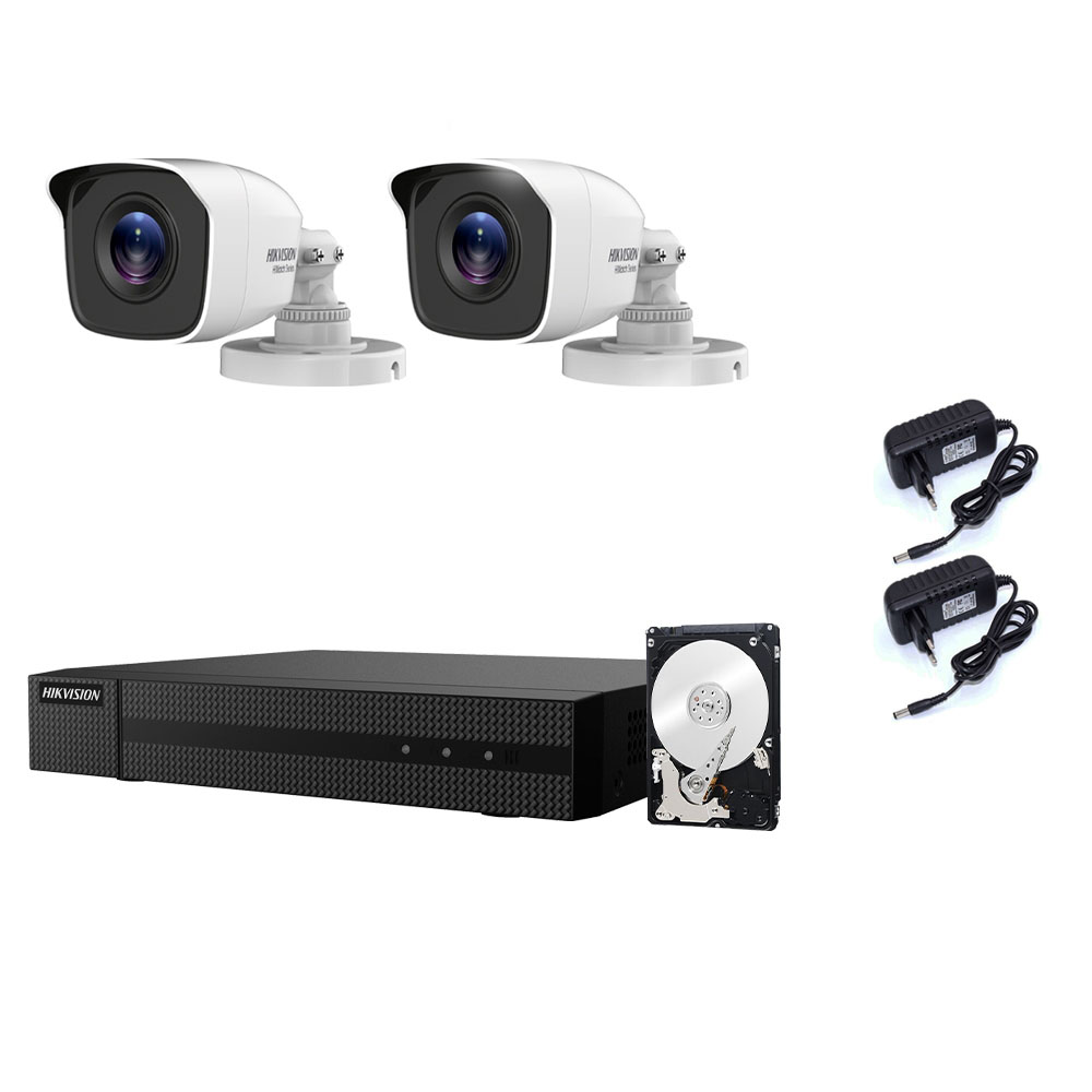 foto del prodotto kit videosorveglianza hikvision 2 telecamere 4 mpx dvr 4 canali 4 mpx 1 tb