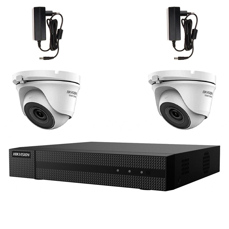 foto del prodotto kit videosorveglianza hikvision 2 telecamere dome ahd 5 mpx dvr 4 canali