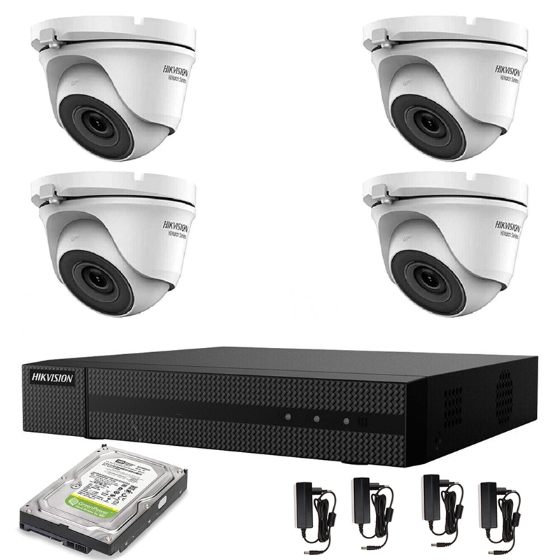 foto del prodotto kit videosorveglianza hikvision 4 telecamere 5 mpx dvr 4 canali hd 1tb
