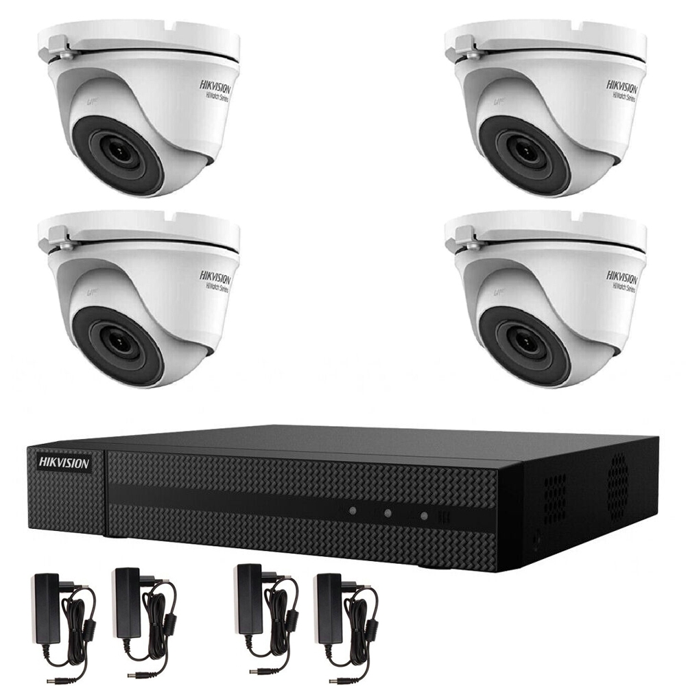 foto del prodotto kit videosorveglianza hikvision 4 telecamere dome 5 mpx dvr 4 canali ahd