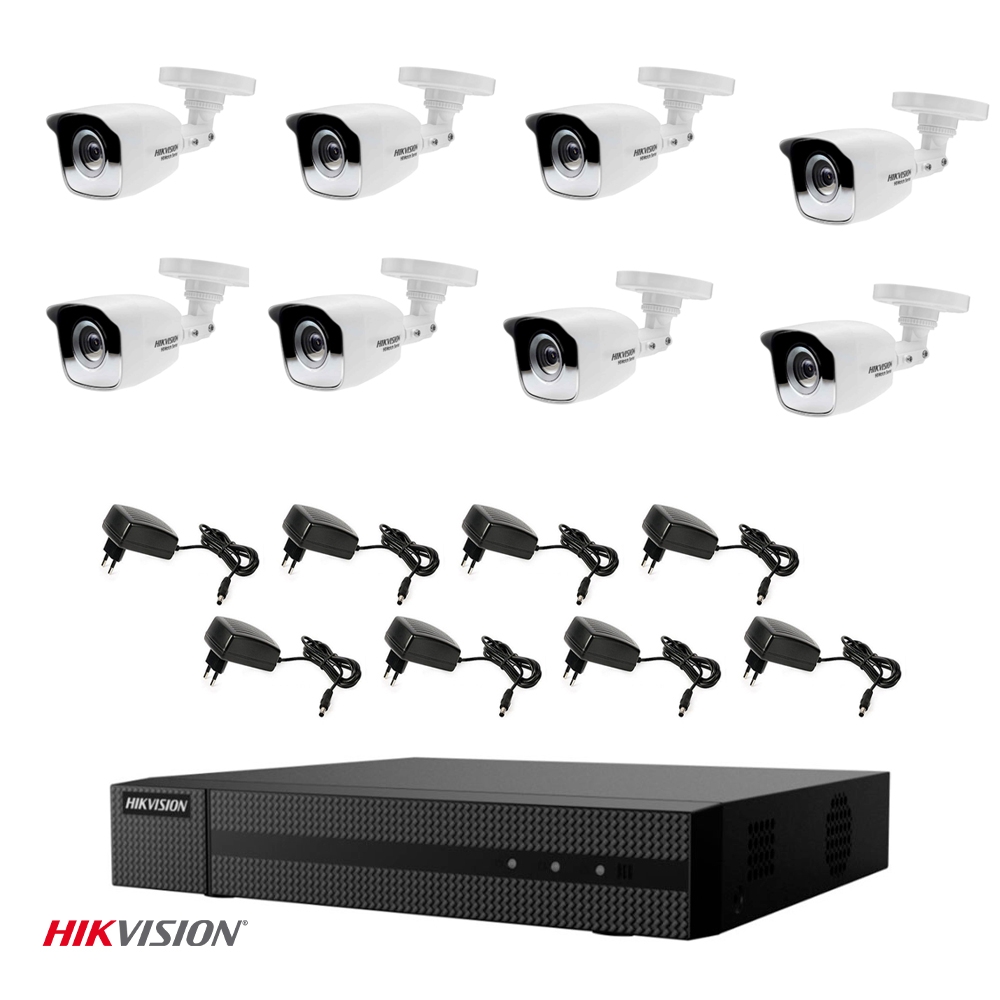 foto del prodotto kit videosorveglianza hikvision 8 telecamere da esterno 1 mpx