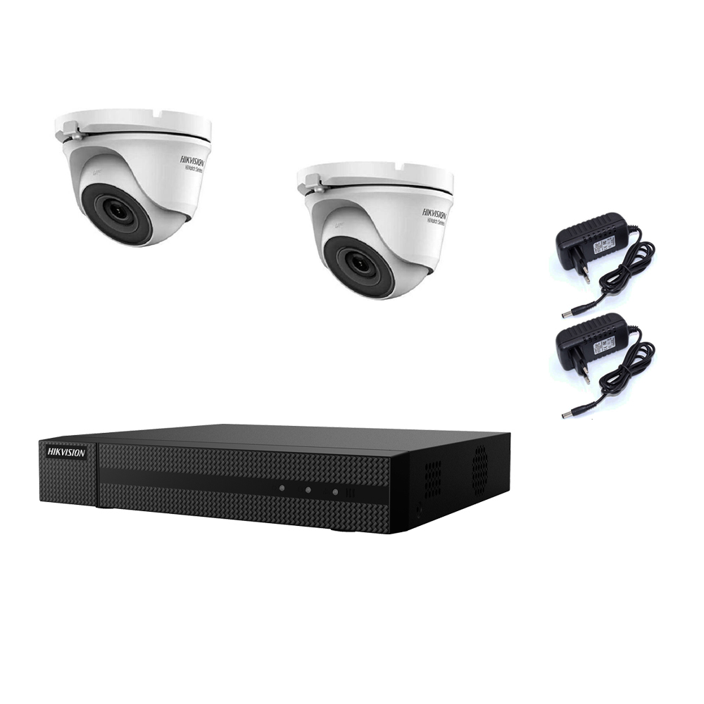foto del prodotto kit videosorveglianza hikvision dvr 4 canali 2 telecamere 2 mpx