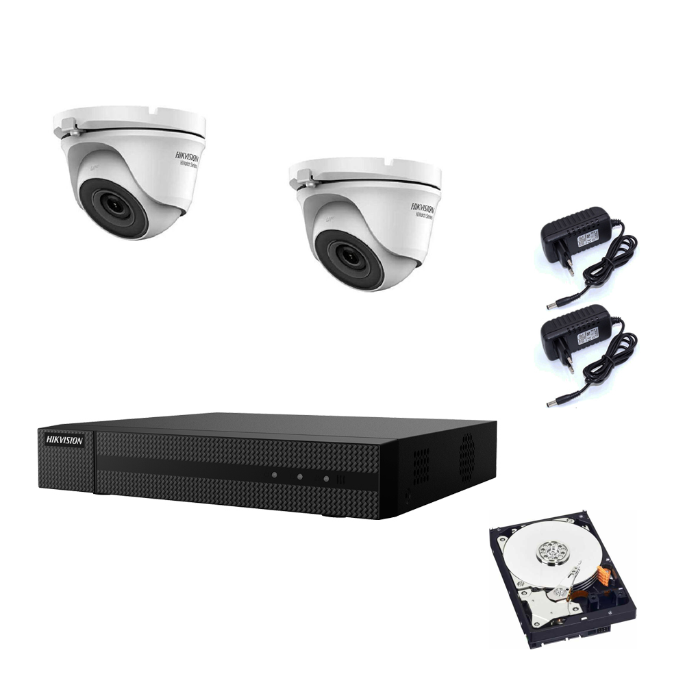 foto del prodotto kit videosorveglianza hikvision dvr 4 canali 2 telecamere 2 mpx hd 1tb