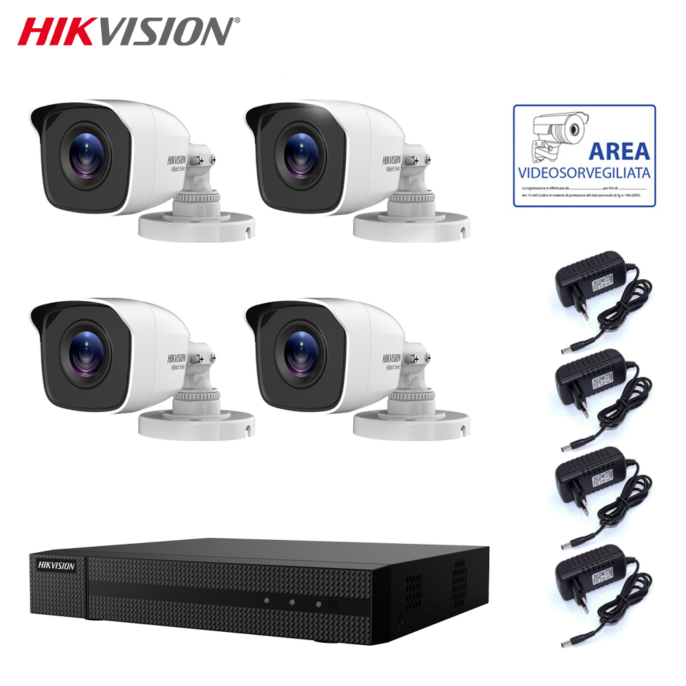 foto del prodotto kit videosorveglianza hikvision dvr 8 canali 4 telecamere 2 mpx hd 320 gb