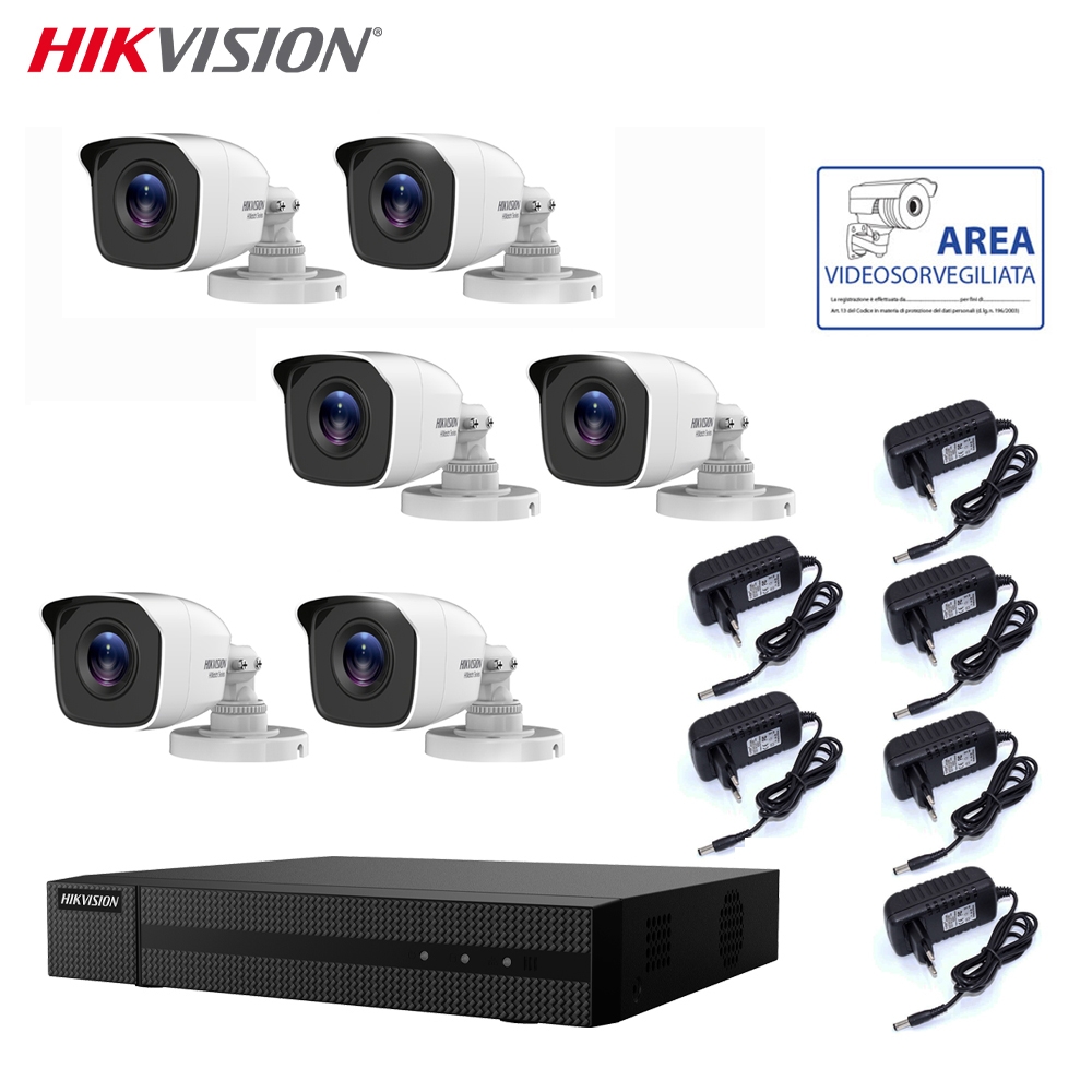 foto del prodotto kit videosorveglianza hikvision dvr 8 canali 6 telecamere 2 mpx